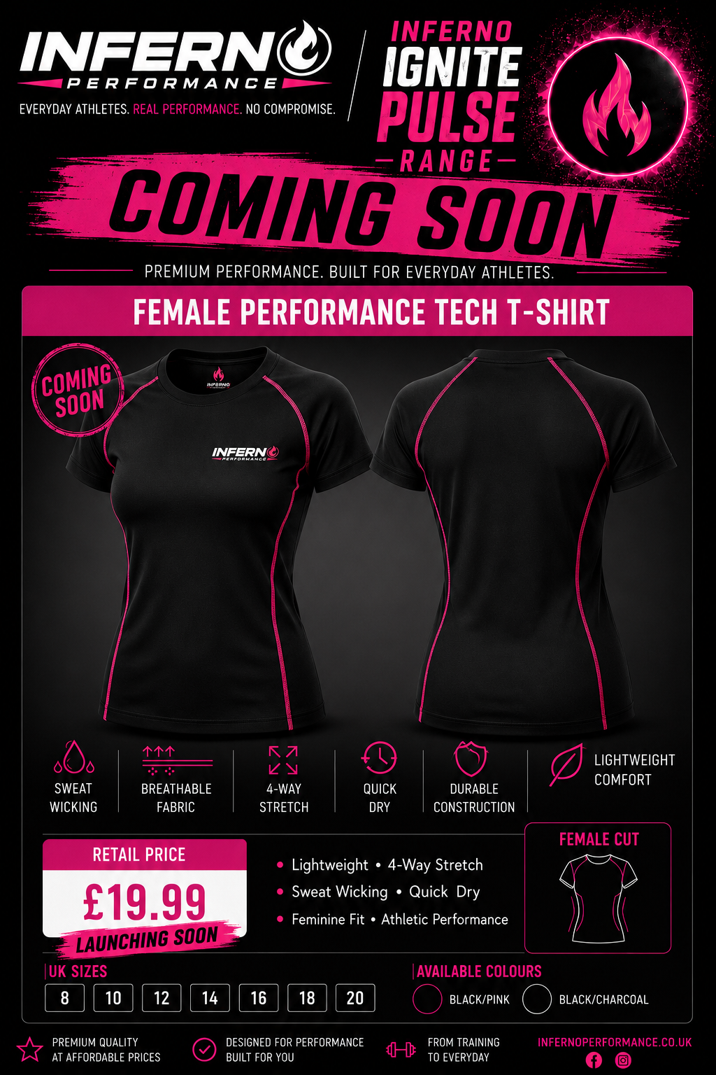 Inferno Ignite - Pulse Range Female Performance Tech T-shirt